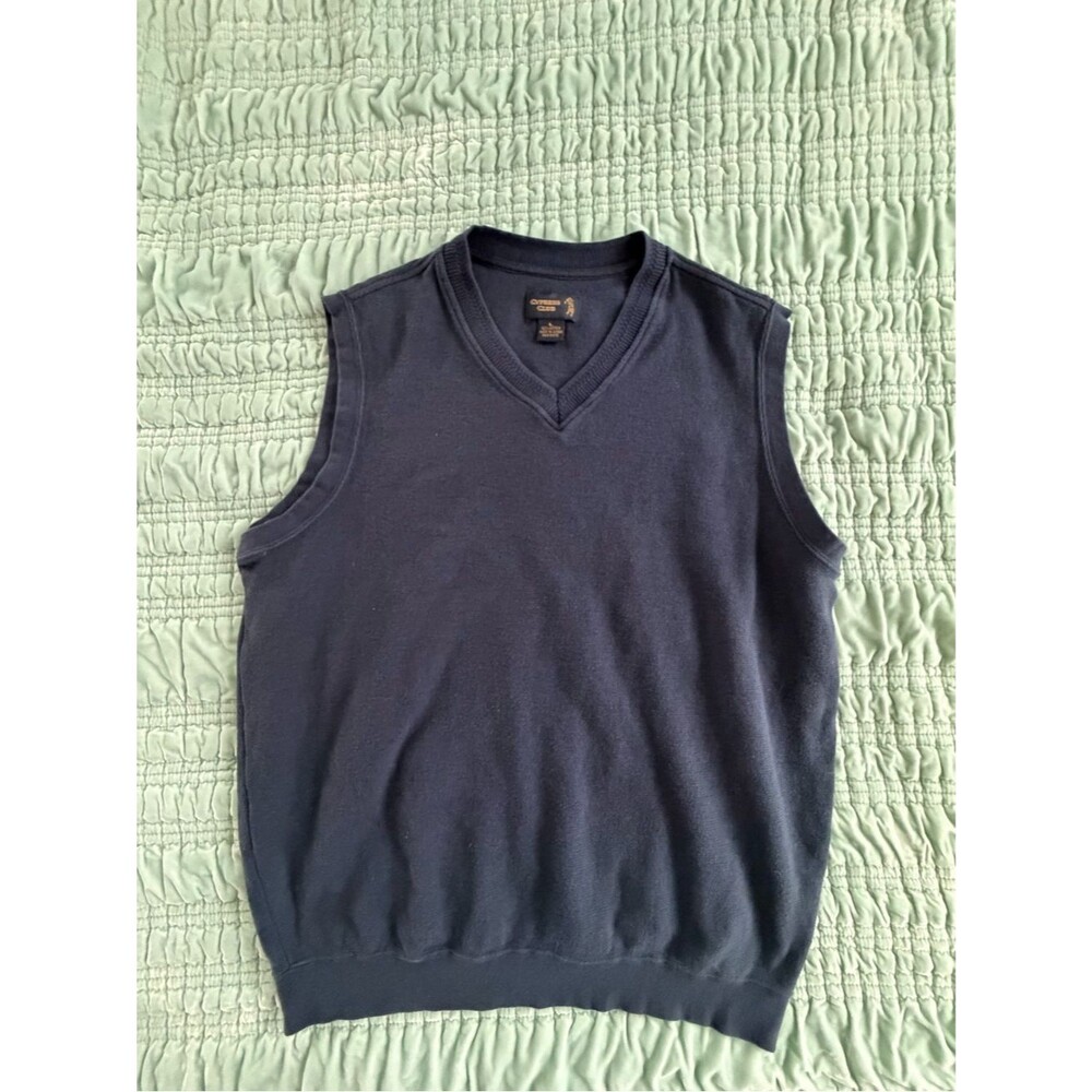 Cypress Club Men's Navy V-Neck Sweater Vest-Large